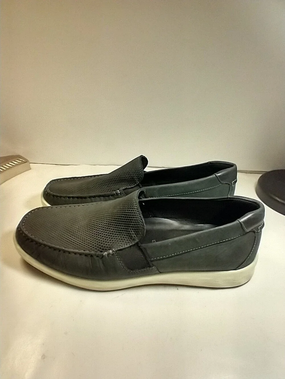 Ecco S Lite Moc Loafers Black Leather Slip On Shoes Men's sz 9(43).
